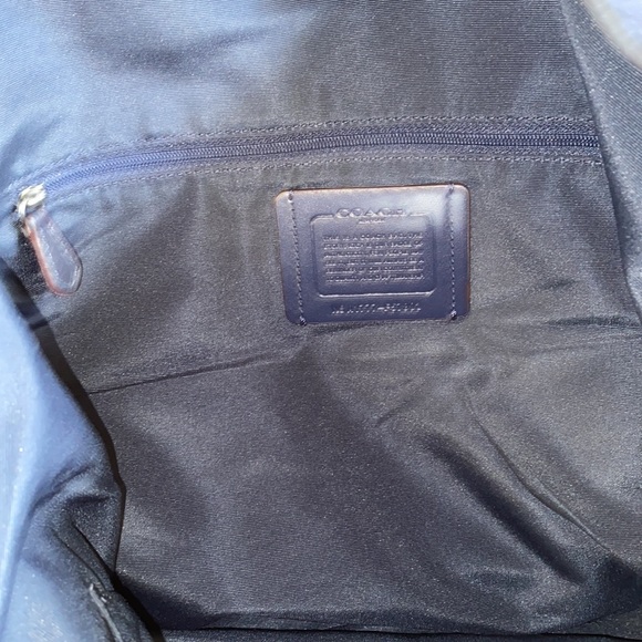 Coach Nylon & Leather Large Tote In Midnight Blue - Picture 15 of 17